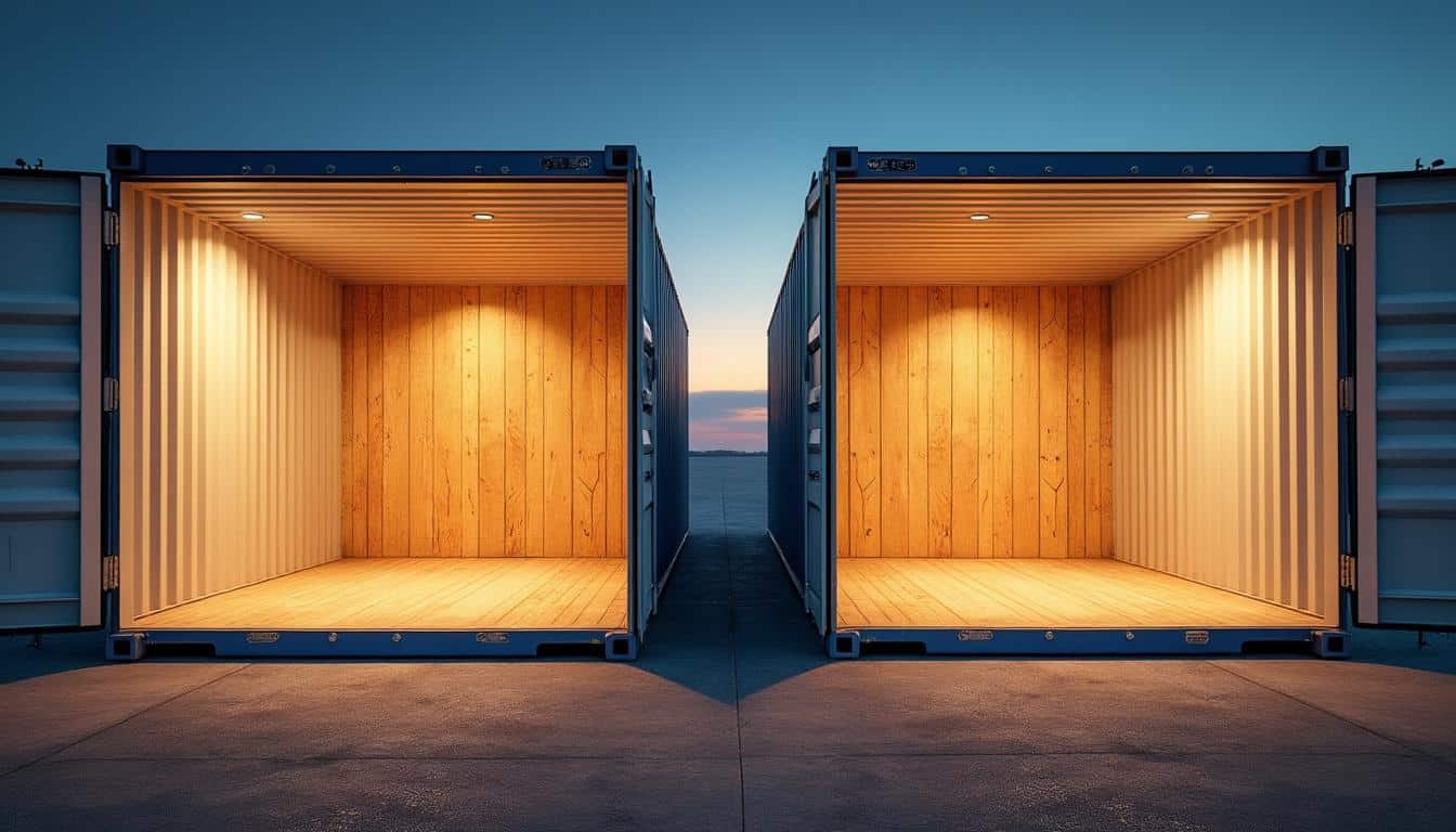 Illustration: Comprendre les dimensions intérieures d’un container 40 pieds : standard et High Cube